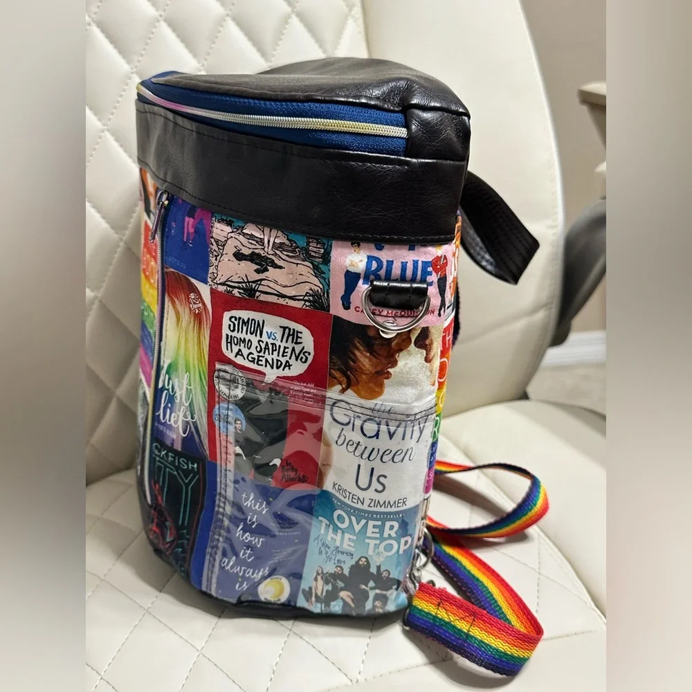 Heather Bee’s Boutique book of pride lgbt book bag multicolor rainbow straps